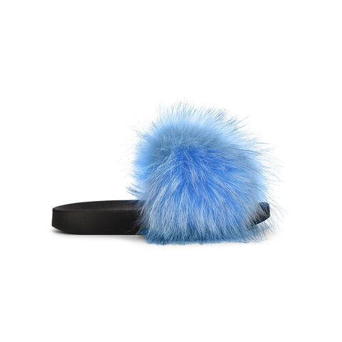 Light Grey Luxury Fox Fur Slides – CoccoUSA