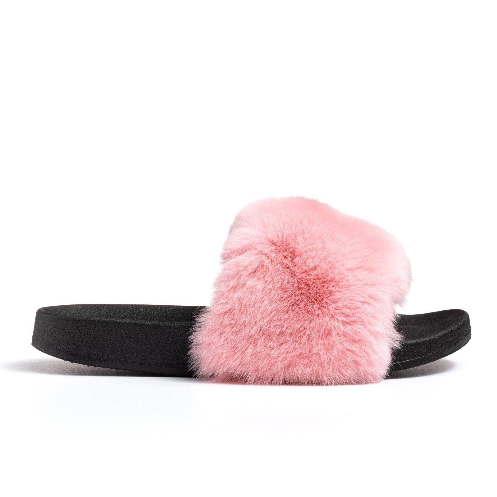 Slippers with mink fur pink