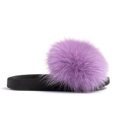 Purple best sale fur slides